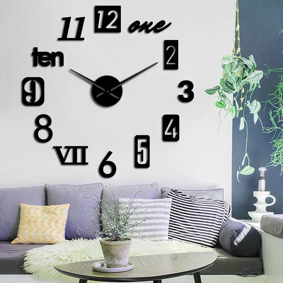 European Style Creative Digital Clock Three-dimensional Wall Sticker