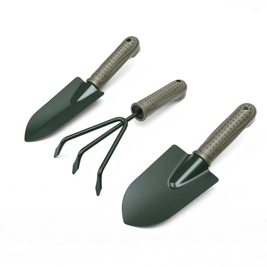 Garden Tool Set Ergonomic Handle Wide And Narrow Shovel 3 Prong Rake With Storage Bag For Gardening
