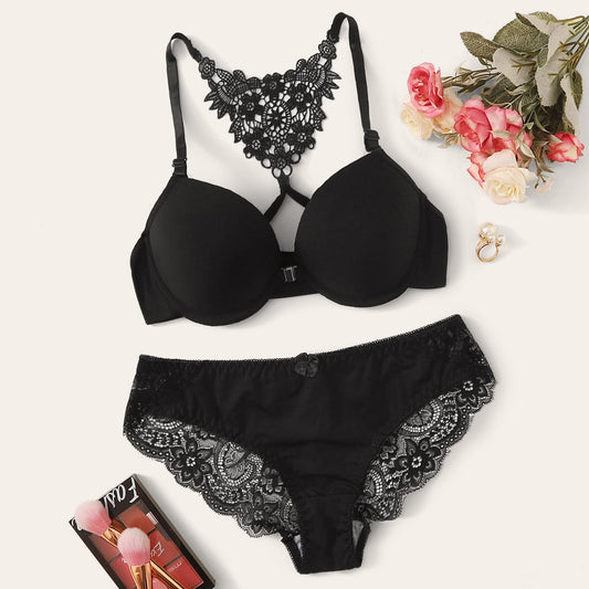 Women's Lingerie Push-up Set, Sexy Backless Front-closure Bra, No-trace Bra For Small Breasts, Youth Lingerie