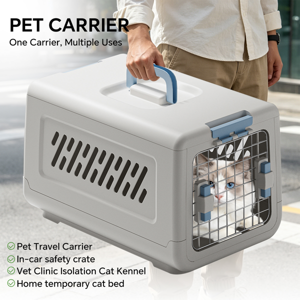 Maison de Toilette Fermée pour Chat avec Poignée - Anti-traces Blanche