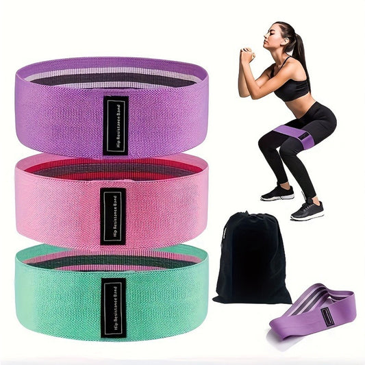 Set Of 3 Resistance Exercise Loop Bands Fitness Home Gym Yoga Glutes Booty Trainer