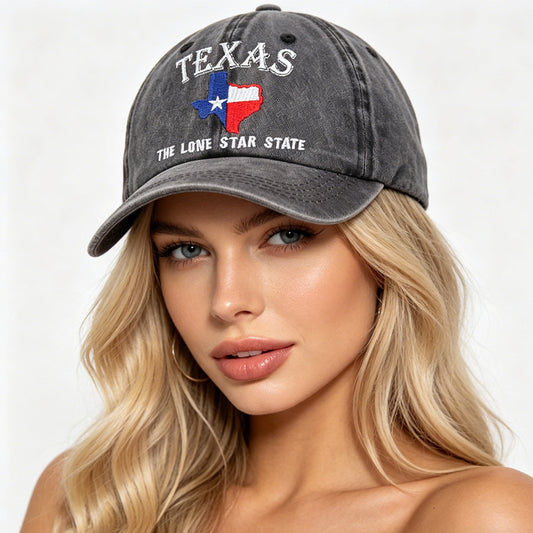 Texas The Lone Star State Embroidered Vintage Washed Baseball Cap - Adjustable Cotton Hat For Men Women