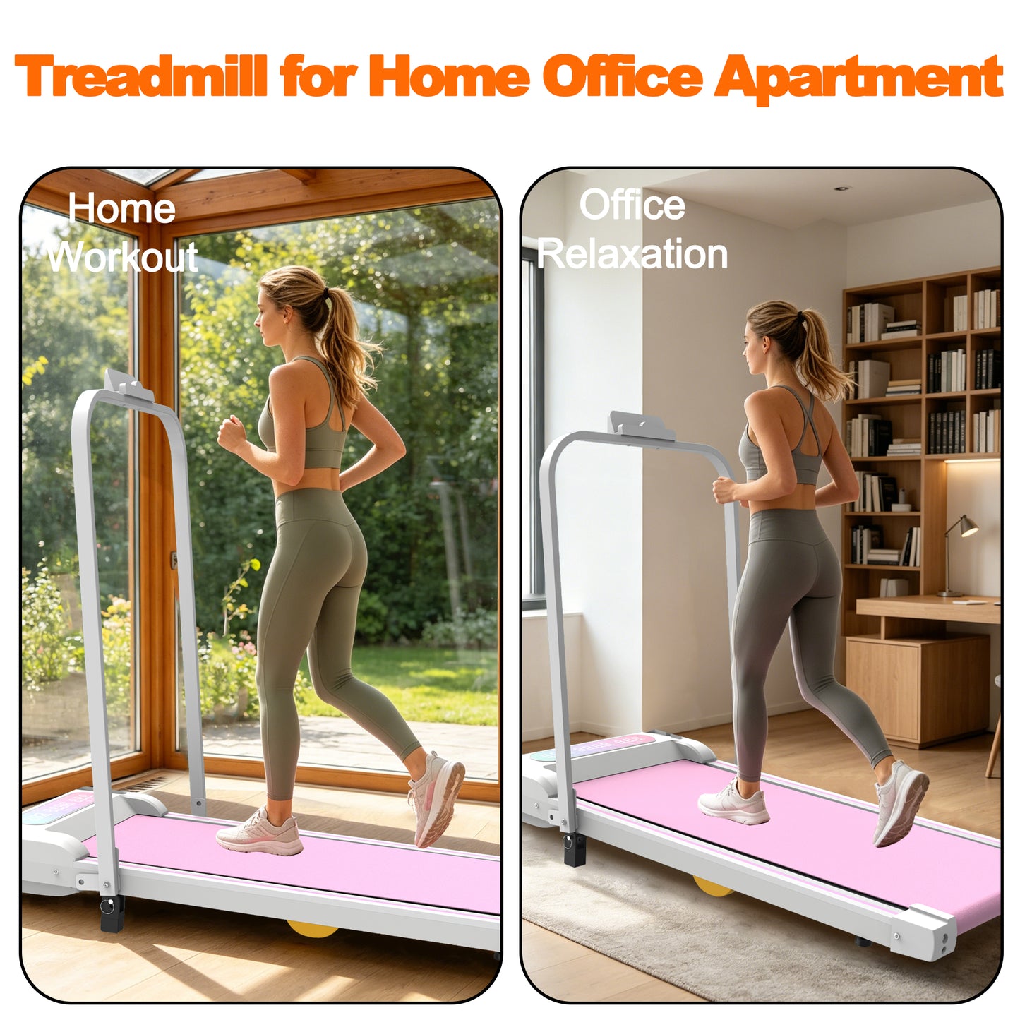 Under Desk Treadmill With Incline, Walking Pad, 2 In 1 Portable Treadmill With H