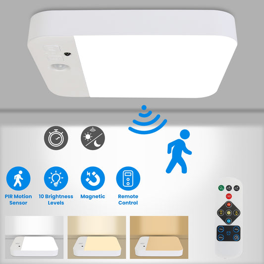 1Pc Or 2Pcs Motion Sensor Ceiling Light With Remote Rechargeable Wireless Flush Ceiling Light With 3000K 4500K 6000K 3 Timer 10 Brightness For Closet Stairs Garage Bathroom Hallway