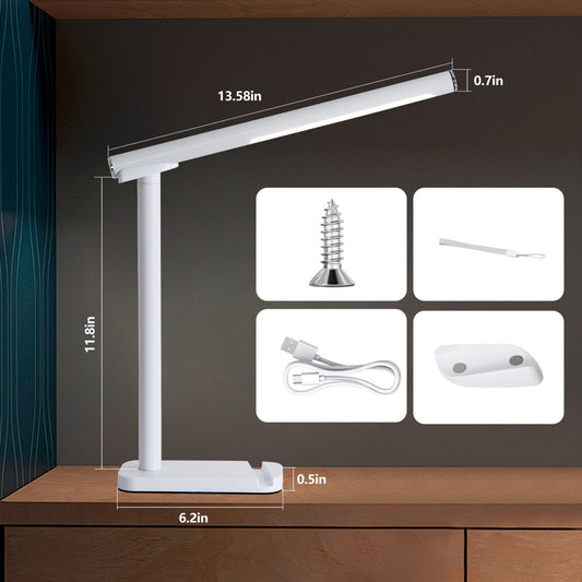 Lampe de bureau LED orientable 360°, USB, 5 modes, dimmable, blanche