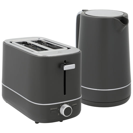 Set bouilloire et grille-pain, bouilloire 1,7 L 3000W ébullition rapide, grille-pain 2 tranches, gris