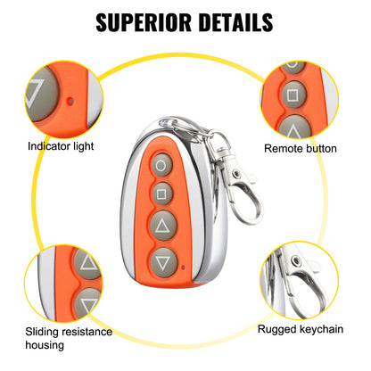 VEVOR Door Remote Control 4Button Garage Gate Door Opener Duplicator Clone Cloning Code Car Key Orange/Black Wireless Waterproof